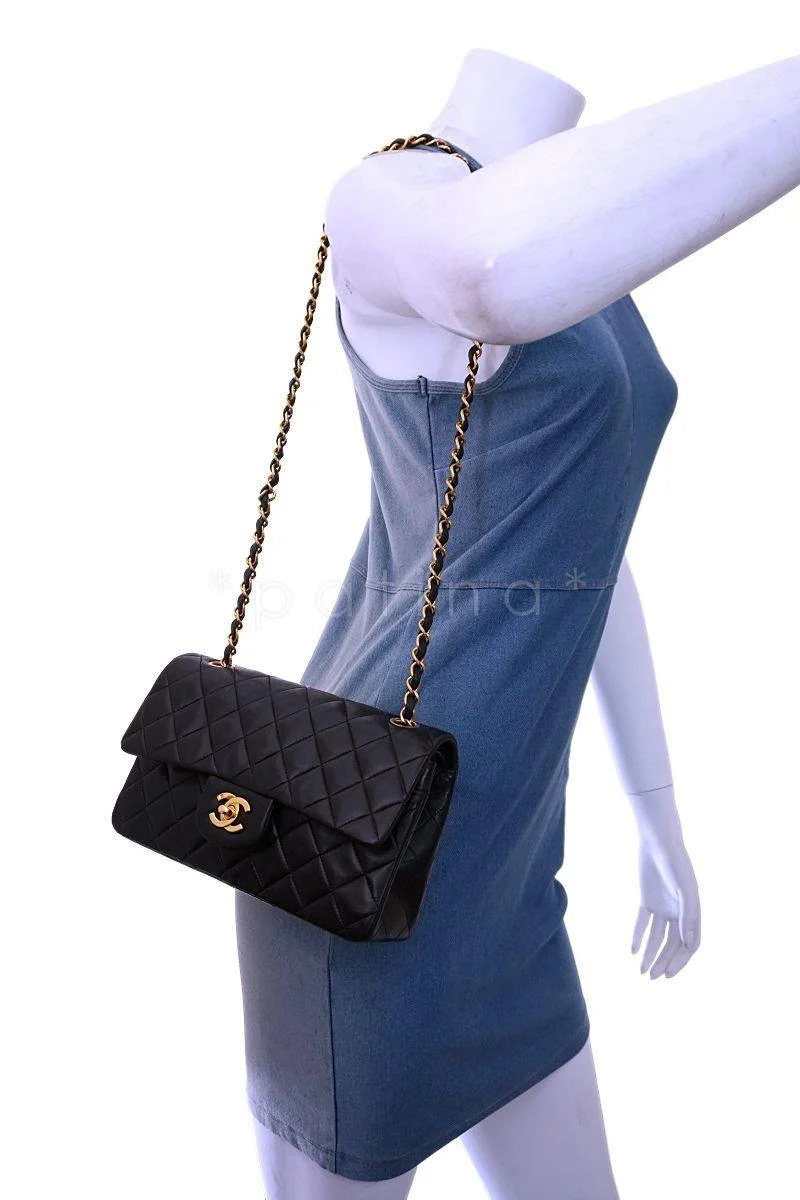 Chanel Black Lambskin Small Classic Double Flap Bag 24k GHW - Image 16