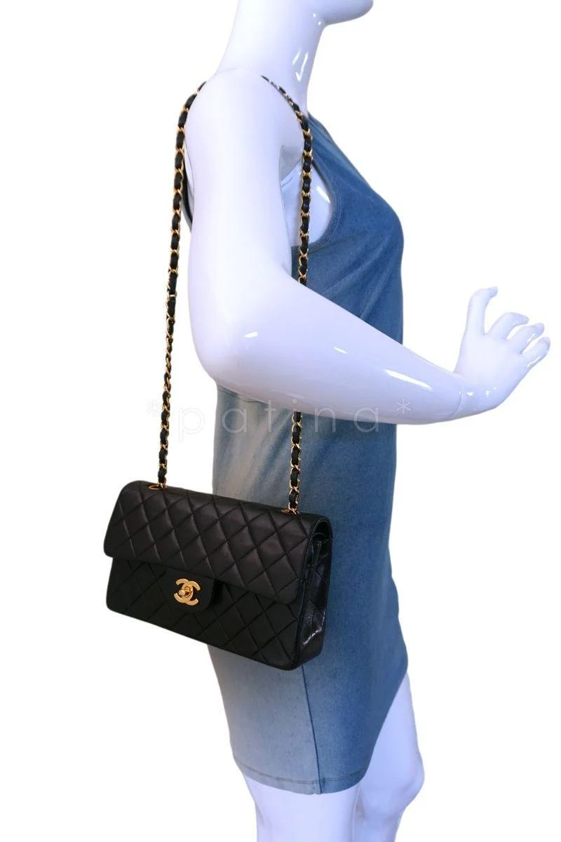 Chanel Black Lambskin Small Classic Double Flap Bag 24k GHW - Image 15