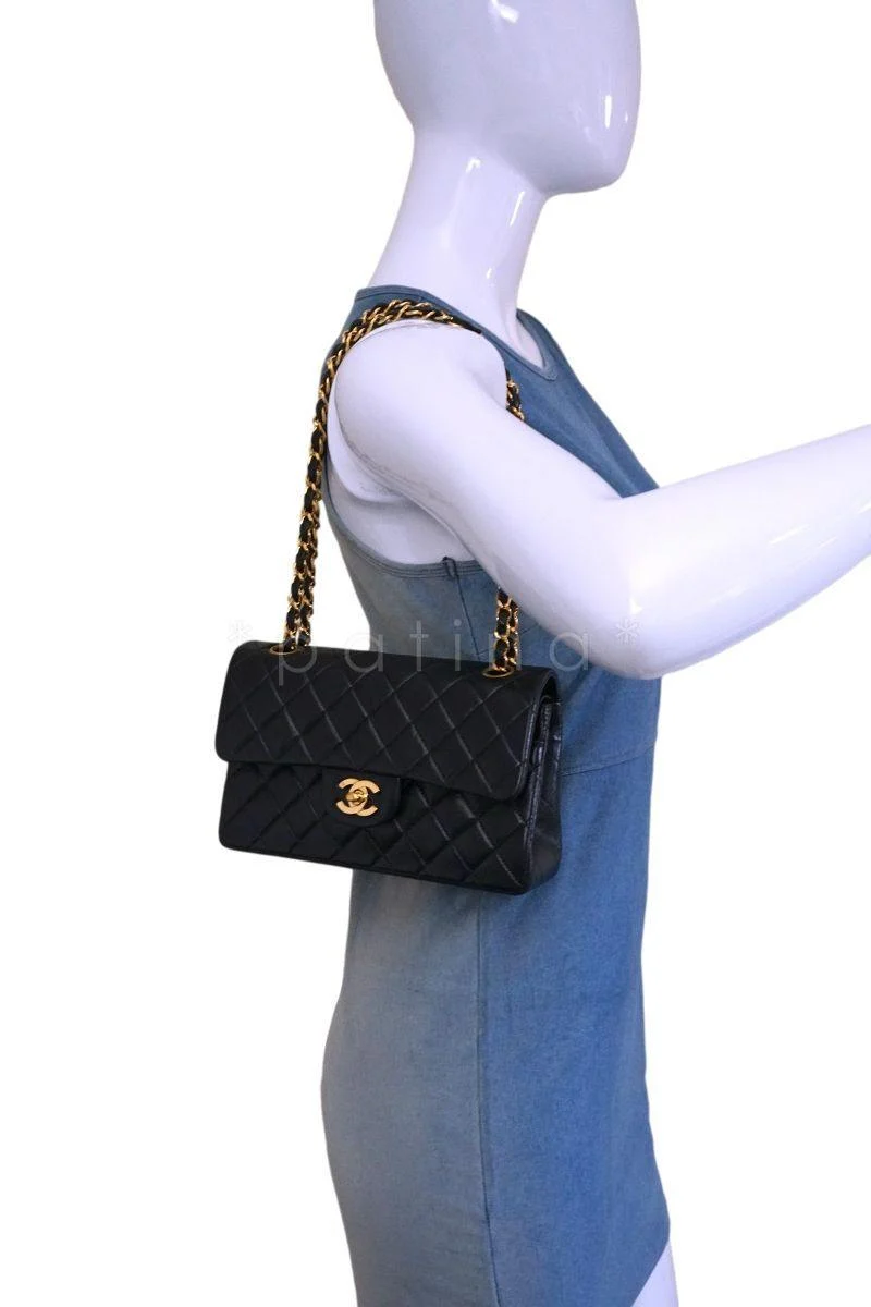 Chanel Black Lambskin Small Classic Double Flap Bag 24k GHW - Image 14