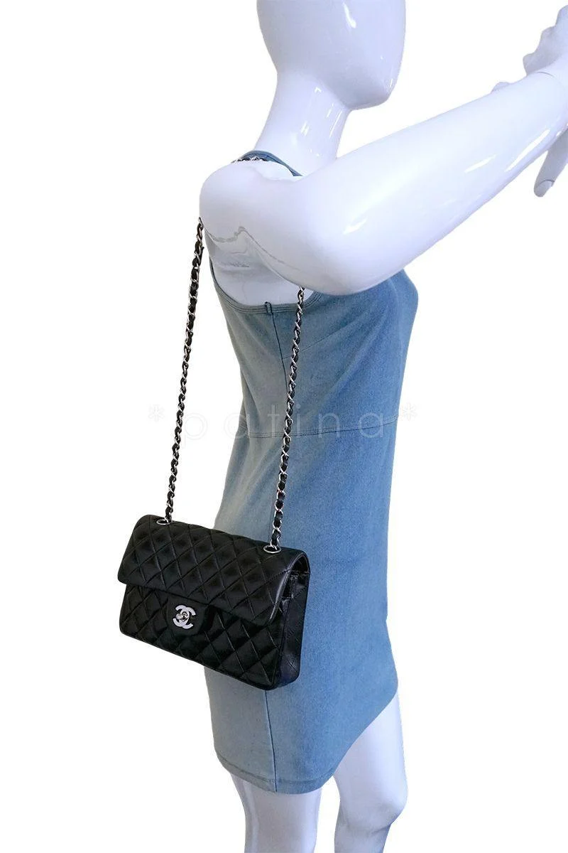 Chanel Black Lambskin Small Classic Double Flap Bag SHW - Image 15