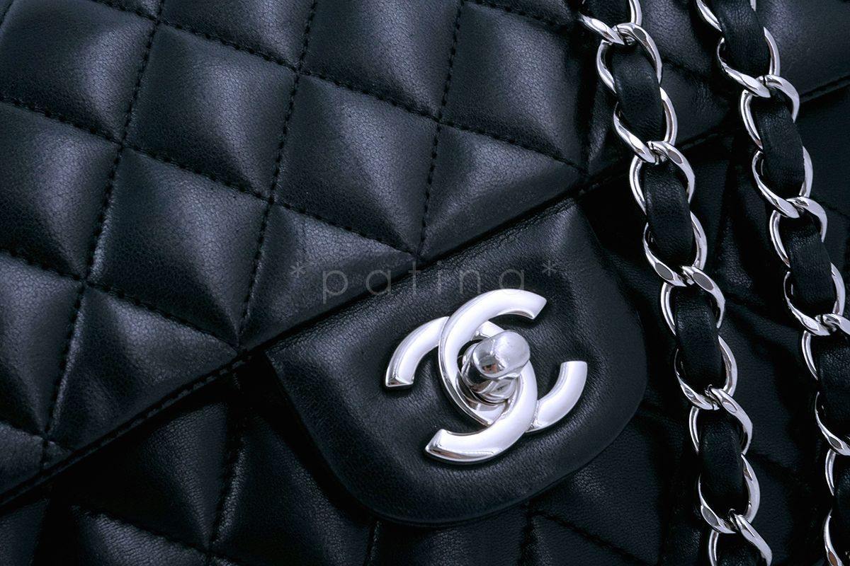 Chanel Black Lambskin Small Classic Double Flap Bag SHW - Image 8