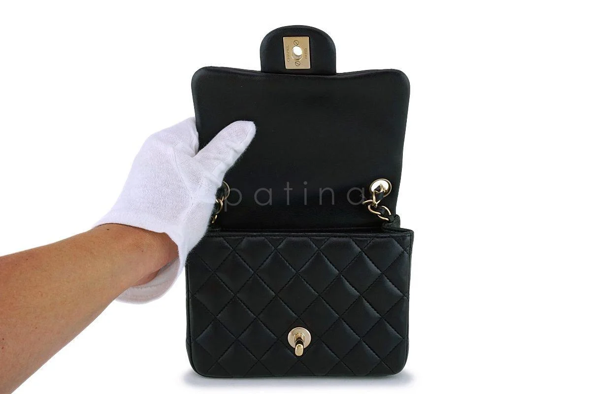 Chanel Black Lambskin Square Mini Classic Flap Bag GHW - Image 8