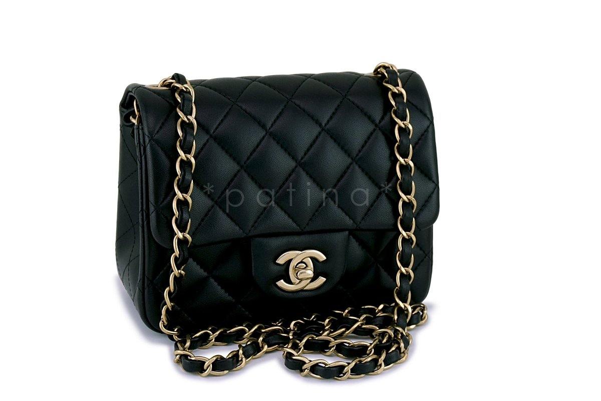 Chanel Black Lambskin Square Mini Classic Flap Bag GHW - Image 2