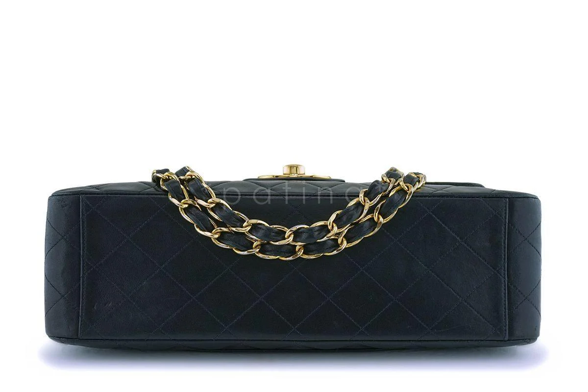 Chanel Black Lambskin Vintage Lambskin Maxi "Jumbo XL" Classic Flap Bag 24k GHW - Image 6