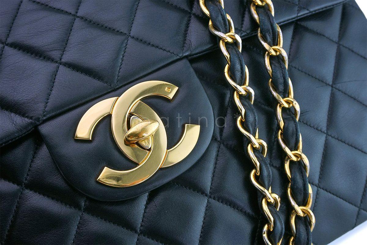 Chanel Black Lambskin Vintage Lambskin Maxi "Jumbo XL" Classic Flap Bag 24k GHW - Image 8