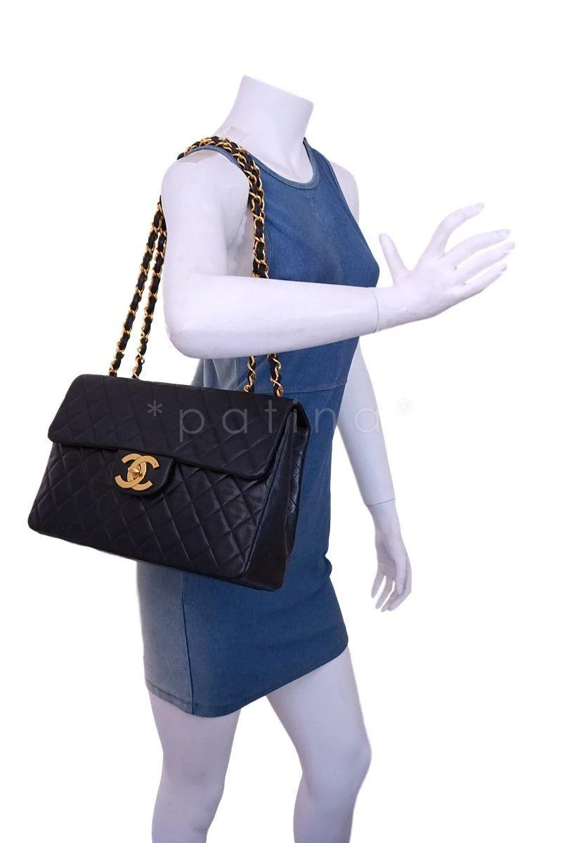 Chanel Black Lambskin Vintage Maxi Classic Flap Bag 24k GHW - Image 15