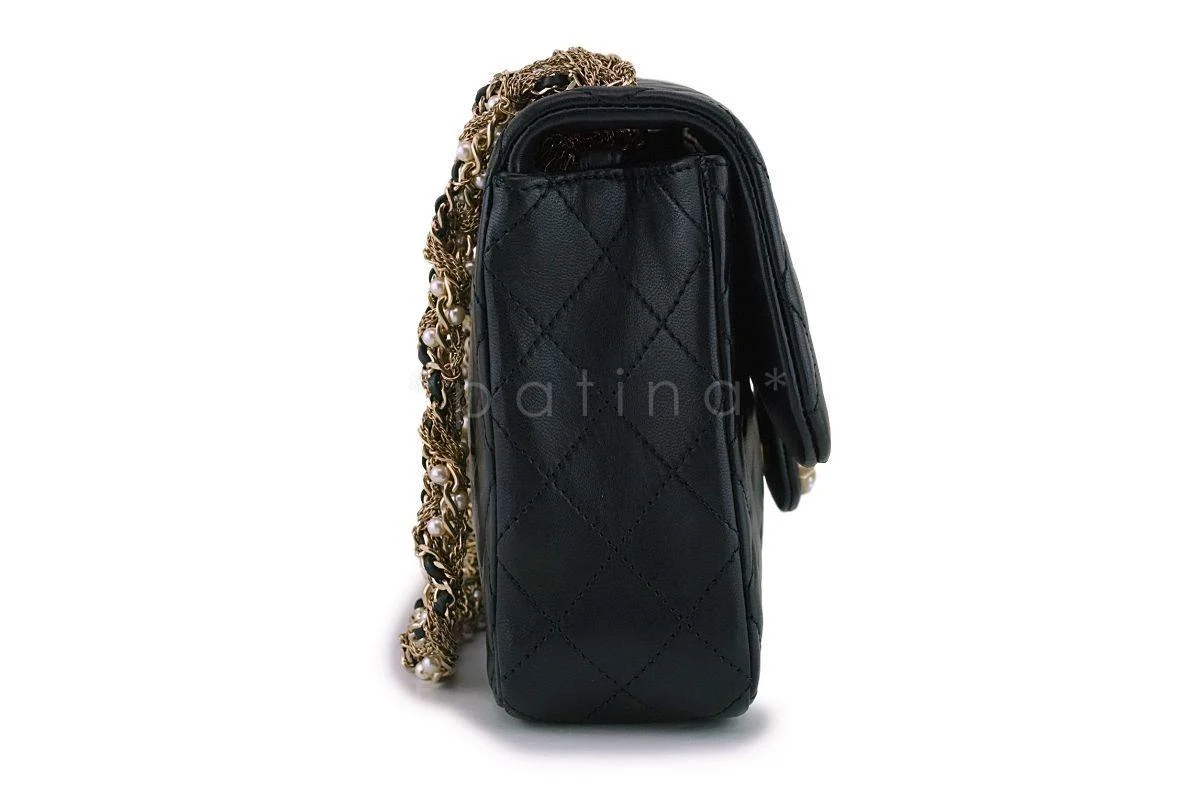Chanel Black Lambskin Westminster Pearls Classic Flap Bag GHW - Image 4