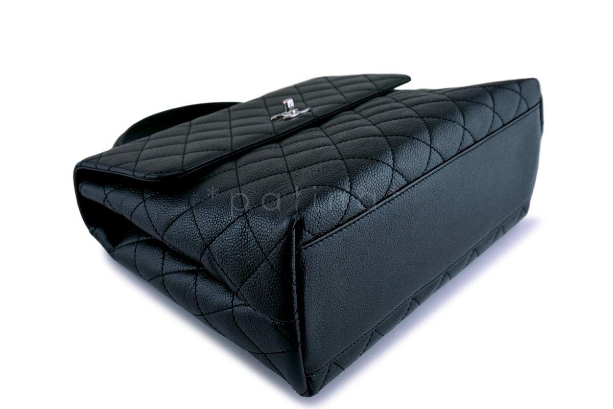Chanel Black Large Caviar Classic Quilted Kelly Flap Bag SHW - Image 6