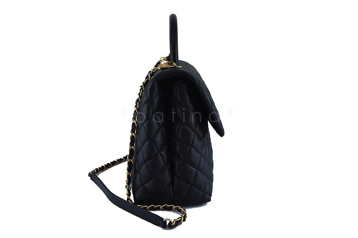 Chanel Black Large Caviar Coco Handle Shoulder Flap Kelly 2-Way Tote Bag GHW - Image 4