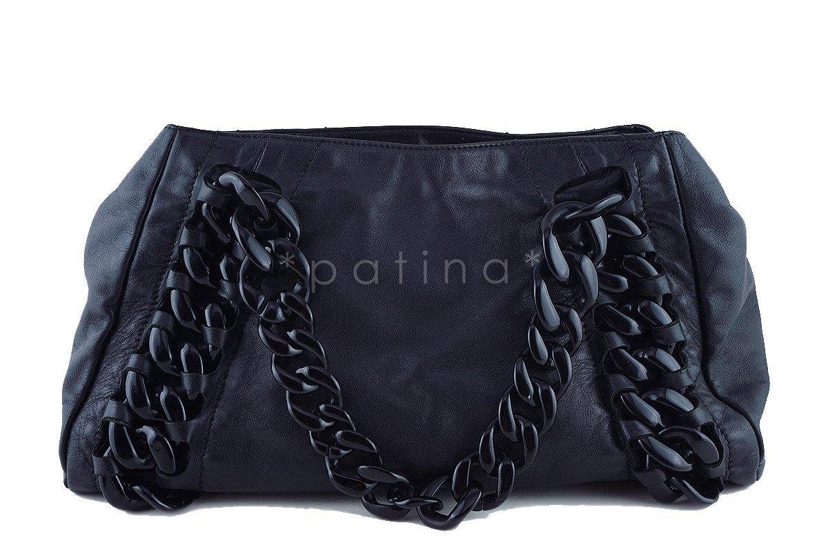 Chanel Black Large Luxury Modern Resin Chain Jumbo Tote Bag - Image 4