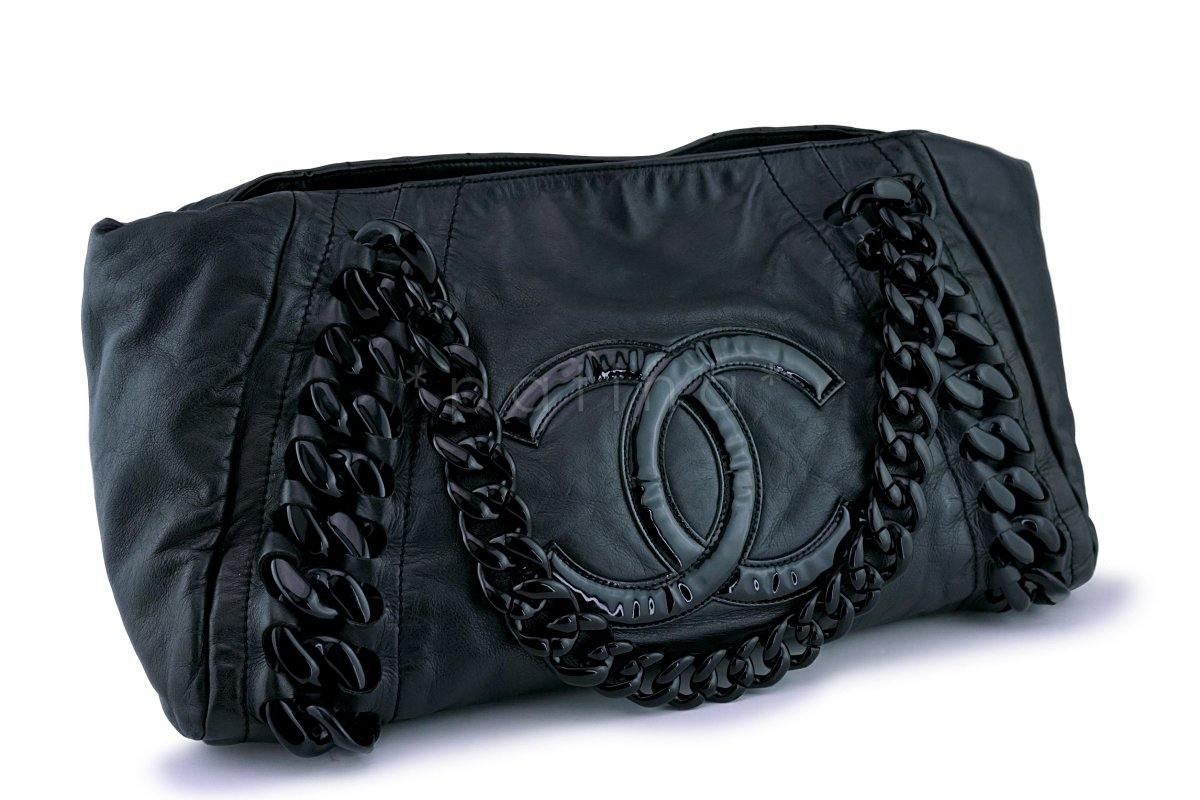 Chanel Black Large Luxury Modern Resin Chain Jumbo Tote Bag - Image 3