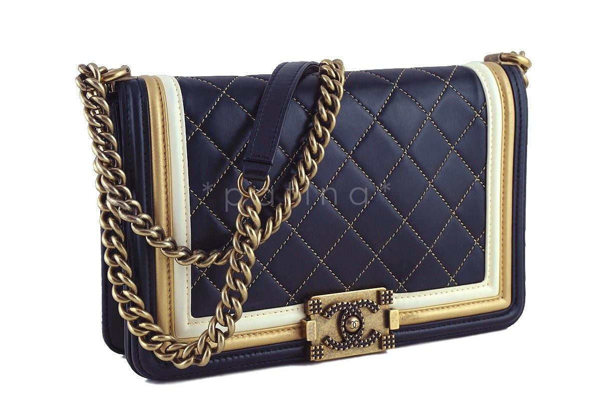 Chanel Black Limited Baroque Gold Framed Le Boy Classic Flap - Image 2