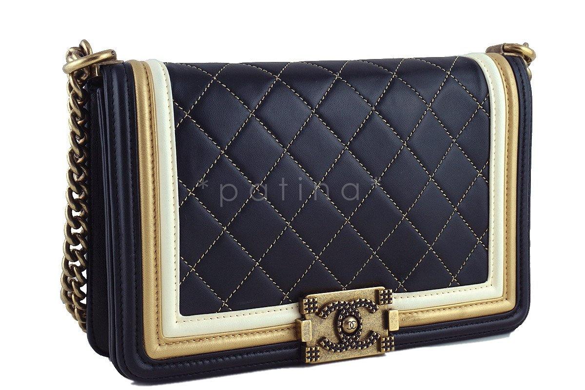 Chanel Black Limited Baroque Gold Framed Le Boy Classic Flap - Image 3