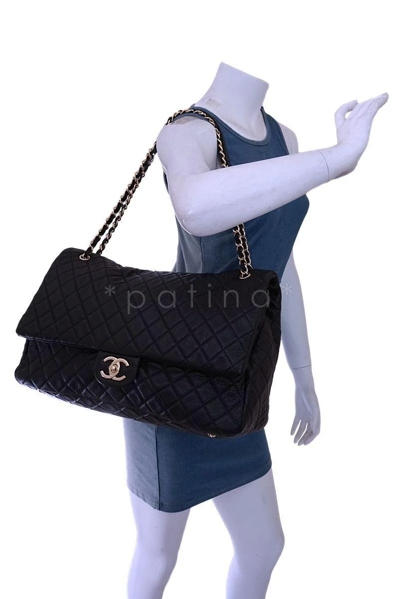 Chanel Black Ltd Airlines Runway Travel XXL Classic Flap Bag GHW - Image 15