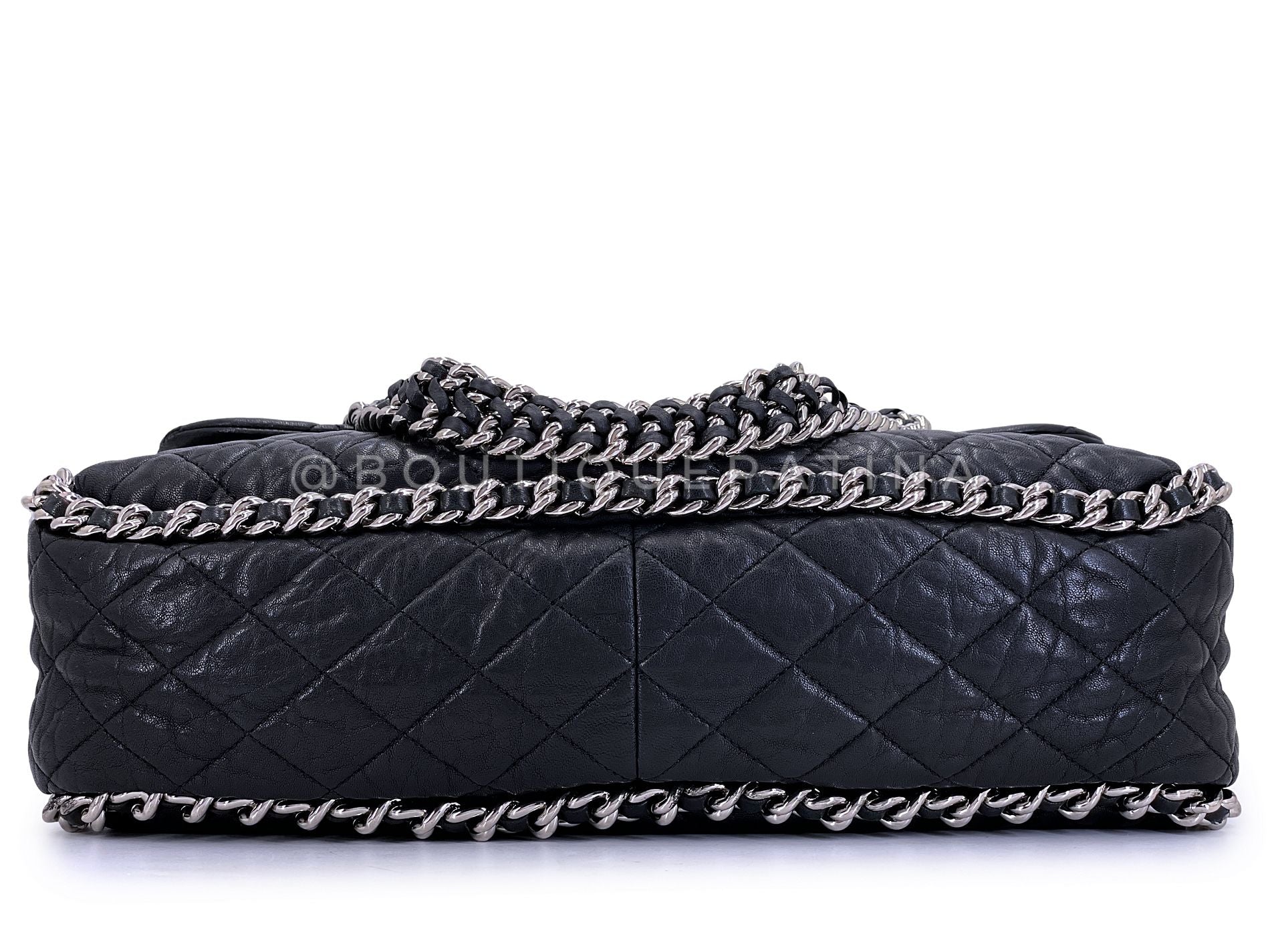 Chanel Black Luxe Chain Around Maxi Flap Bag SHW 65I - Image 6