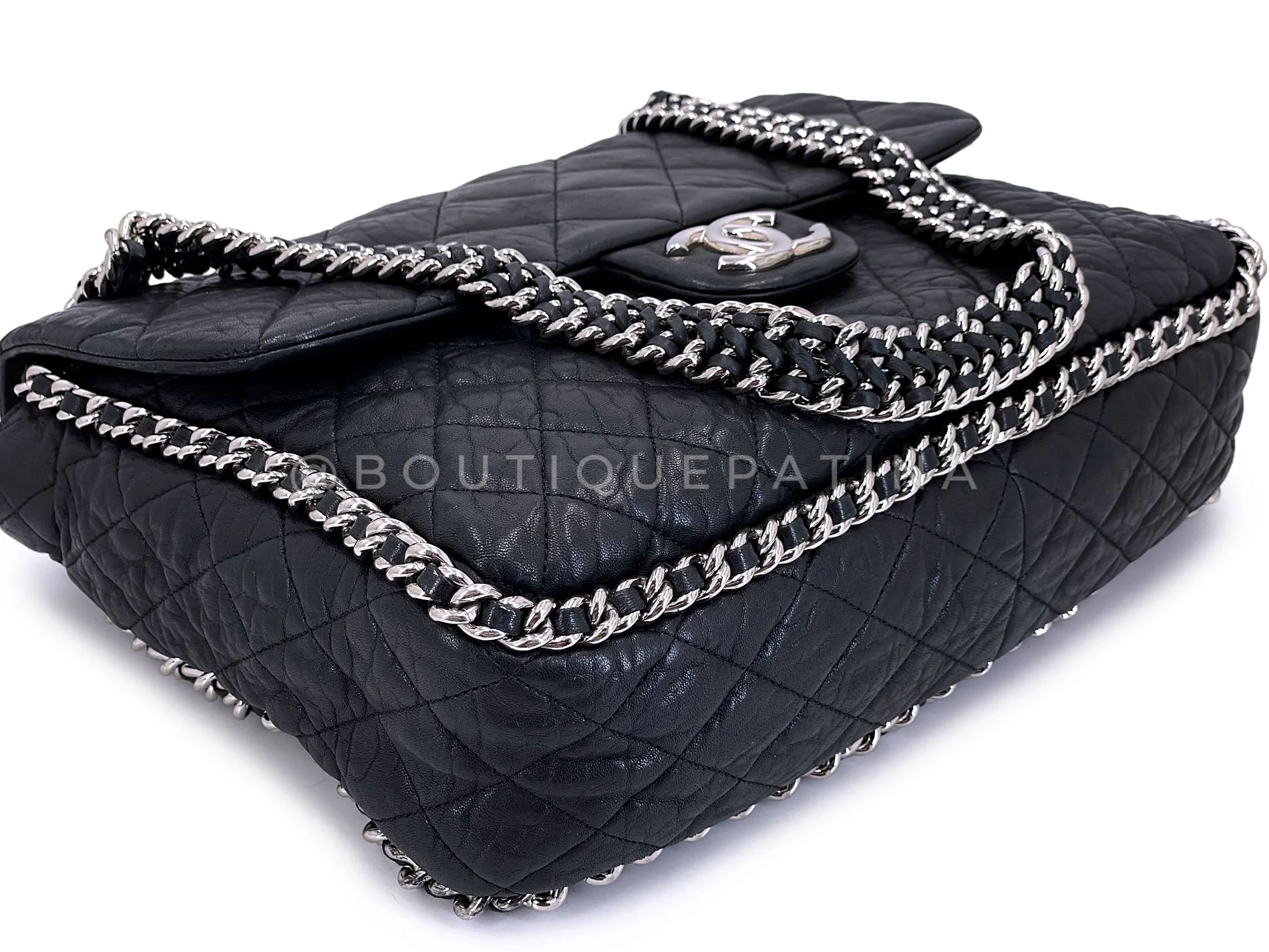 Chanel Black Luxe Chain Around Maxi Flap Bag SHW 65I - Image 7