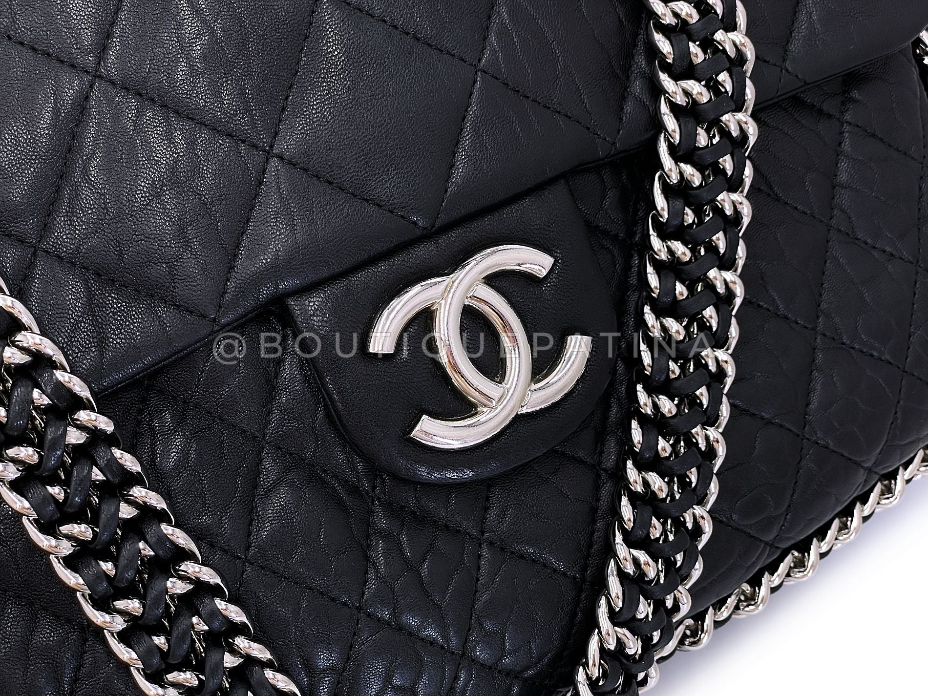 Chanel Black Luxe Chain Around Maxi Flap Bag SHW 65I - Image 8