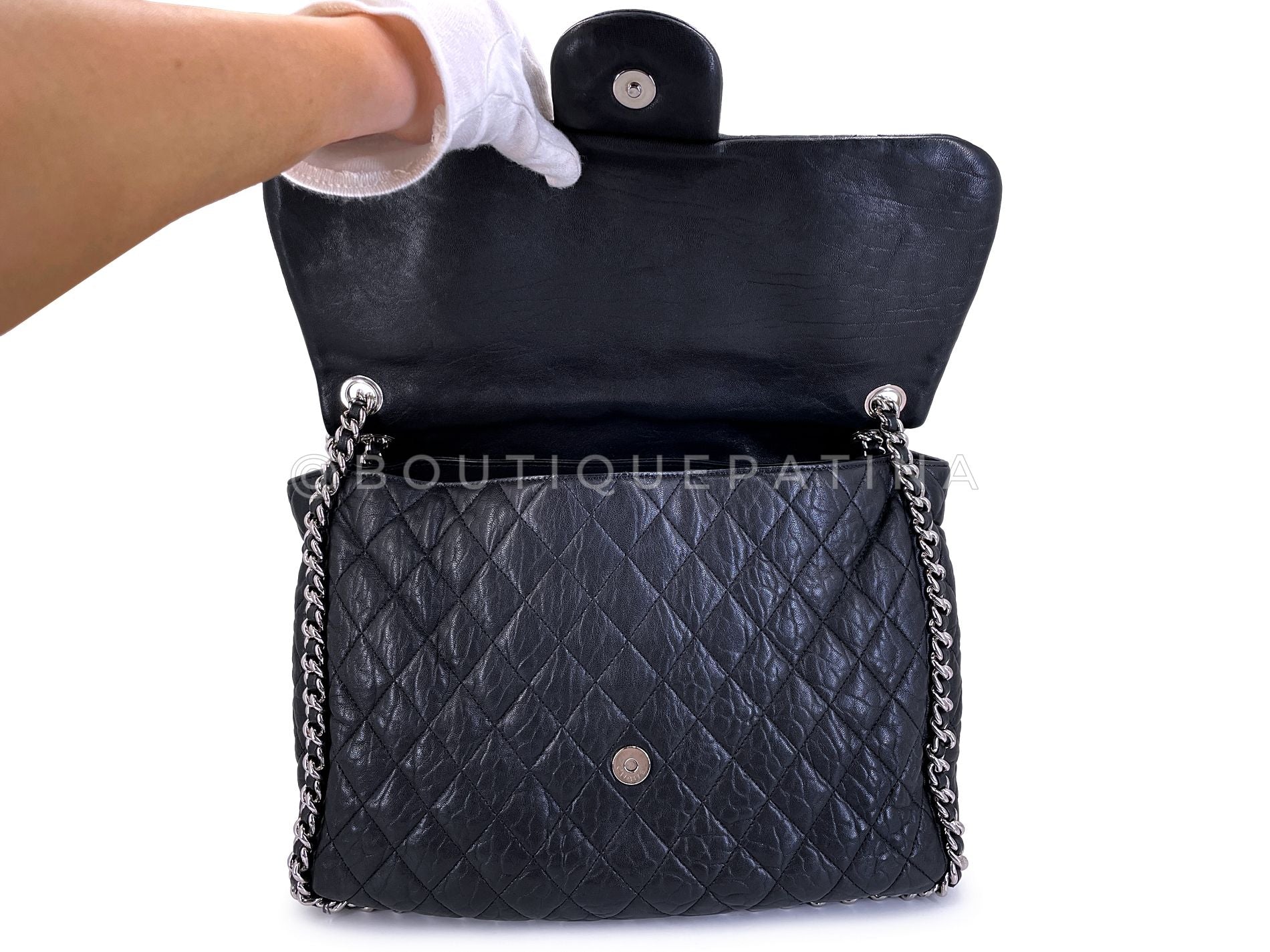 Chanel Black Luxe Chain Around Maxi Flap Bag SHW 65I - Image 9