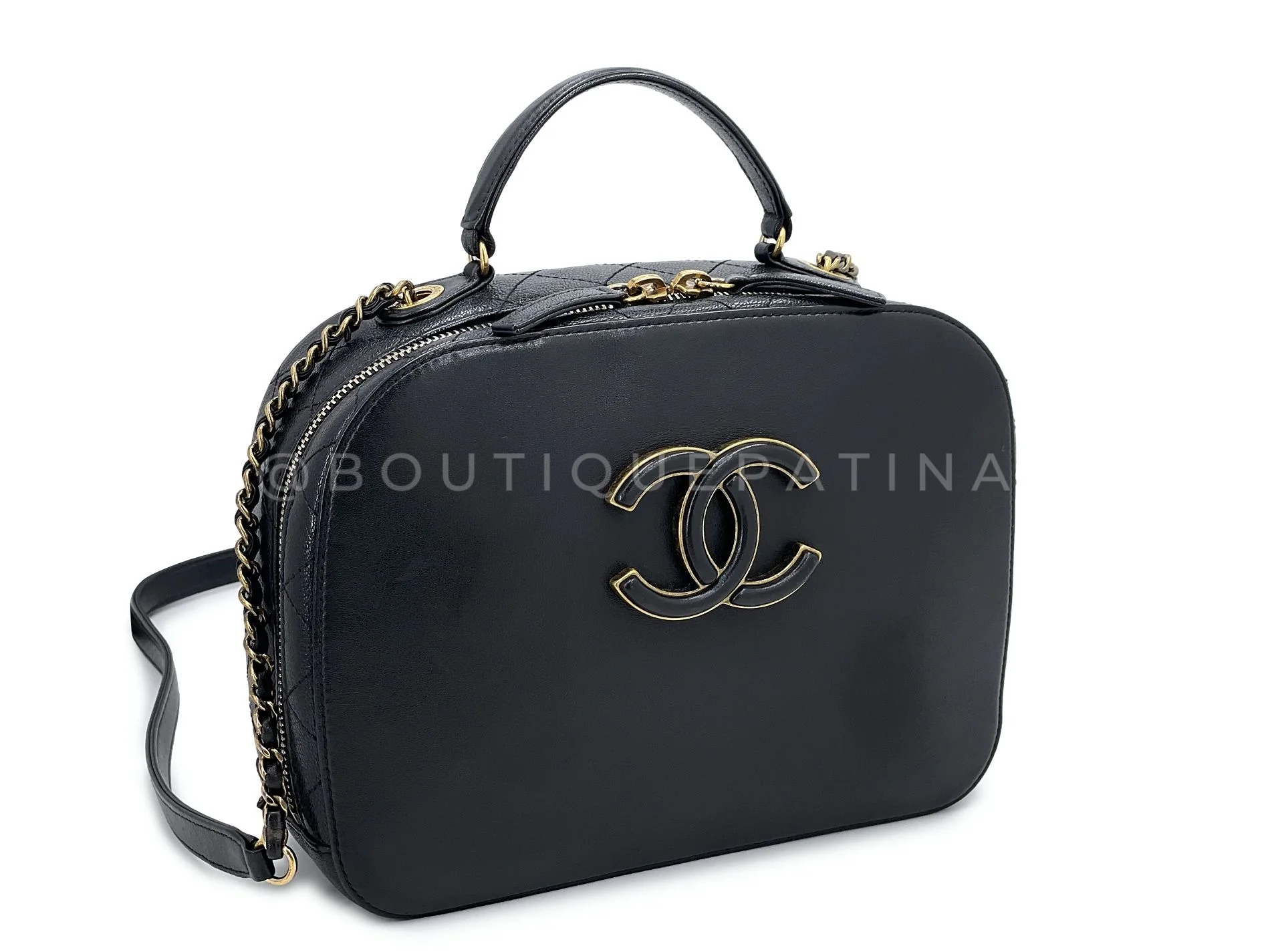 Chanel Black Luxe Vanity Case Bag Coco Curve GHW 36V - Image 3
