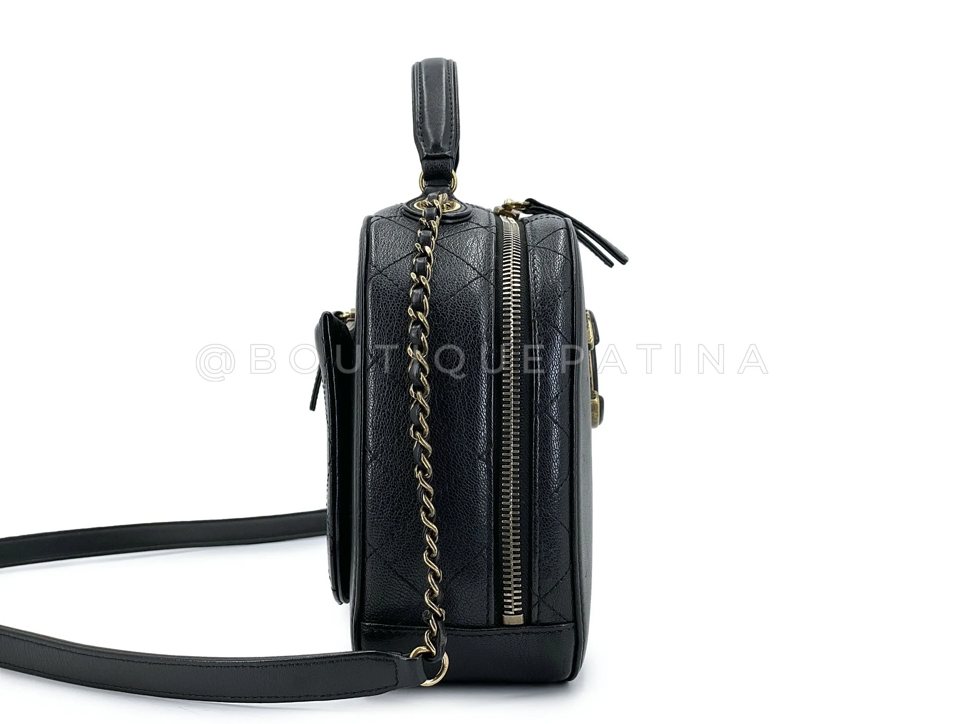Chanel Black Luxe Vanity Case Bag Coco Curve GHW 36V - Image 5