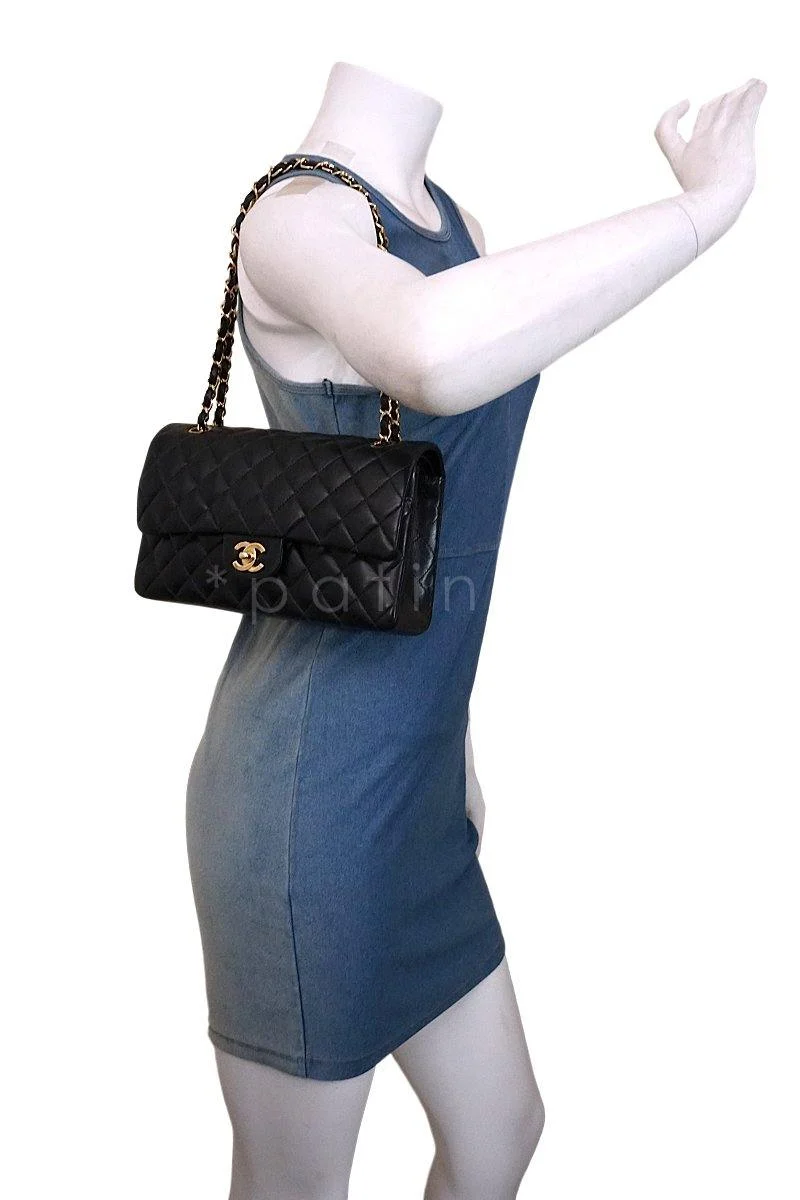 Chanel Black Medium Lambskin Classic Double Flap Bag 24K GHW - Image 14
