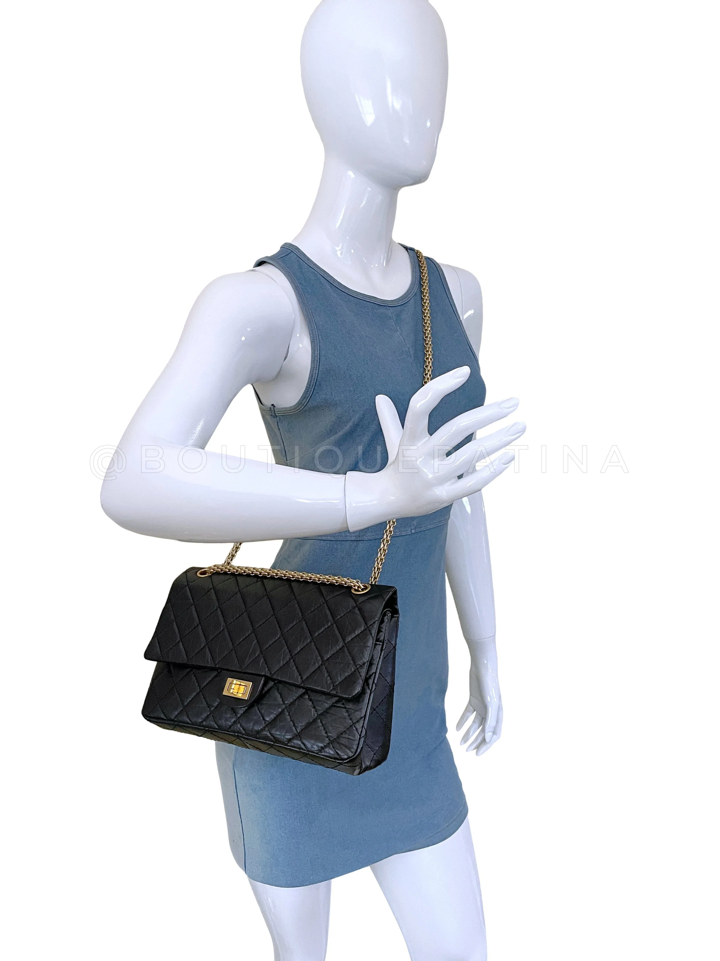 Chanel Black Medium Reissue 226 2.55 Double Flap Bag GHW Aged Calfskin - Image 15