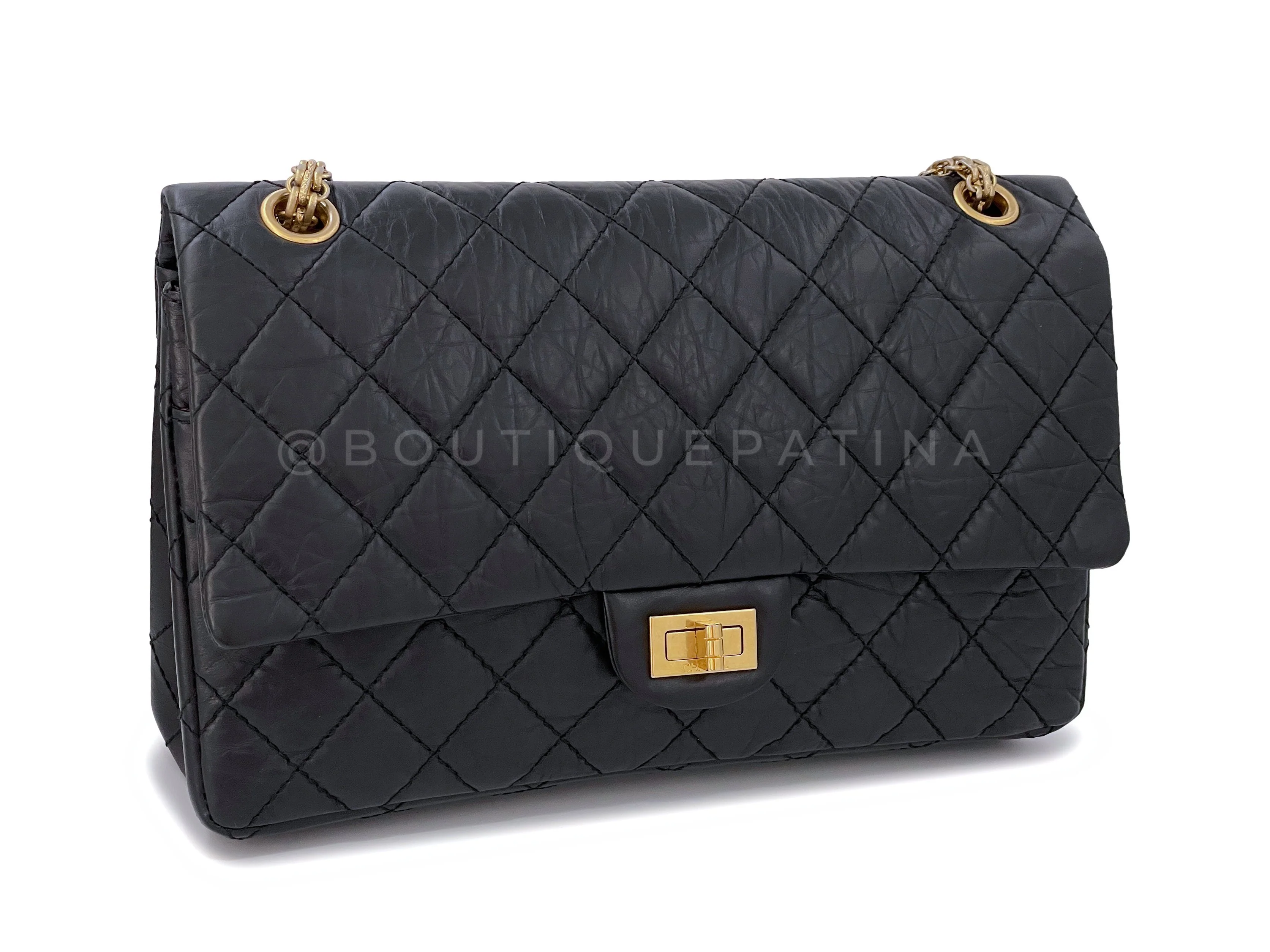 Chanel Black Medium Reissue 226 2.55 Double Flap Bag GHW Aged Calfskin - Image 3