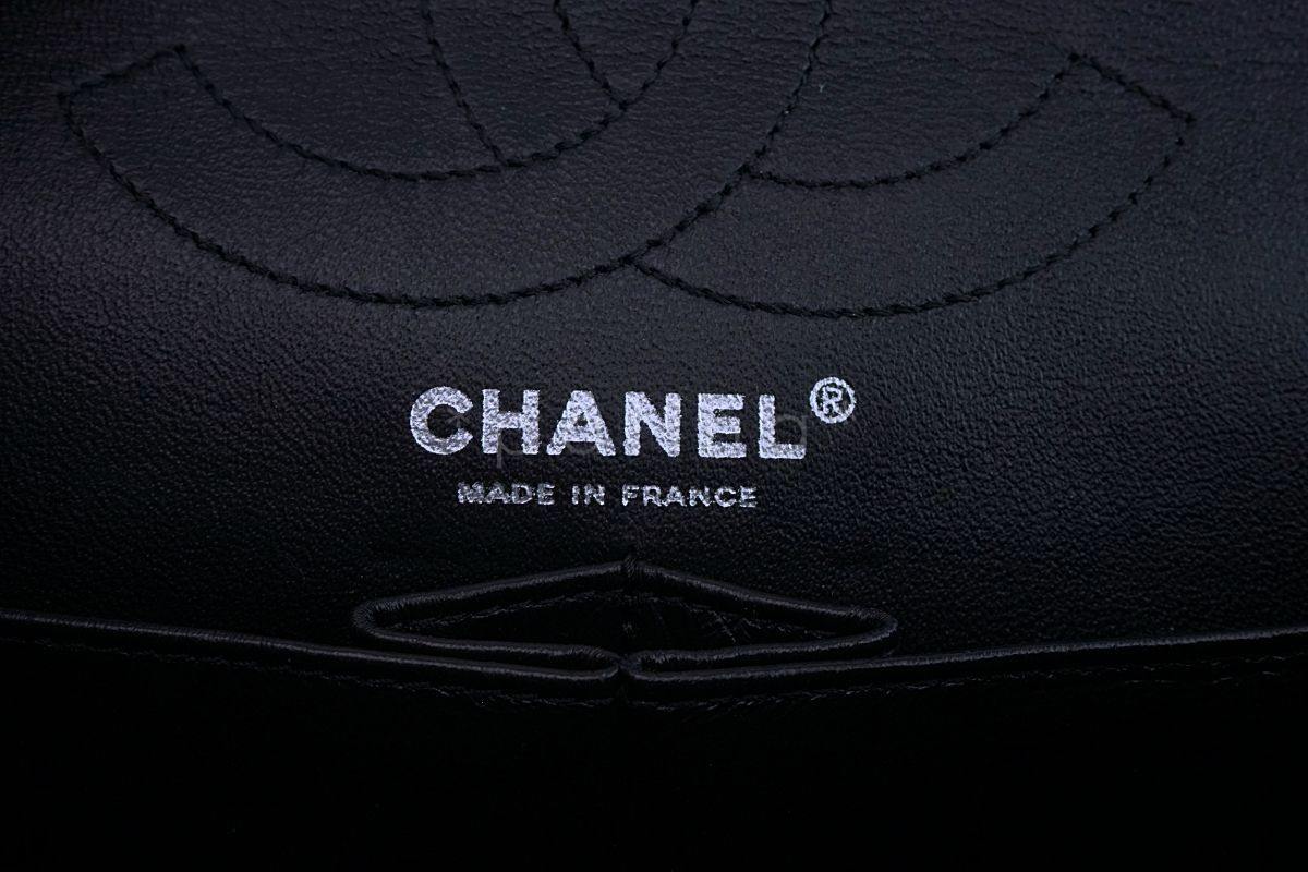 Chanel Black Metallic 226 Medium Reissue 2.55 Classic Double Flap Bag Shiny RHW - Image 11