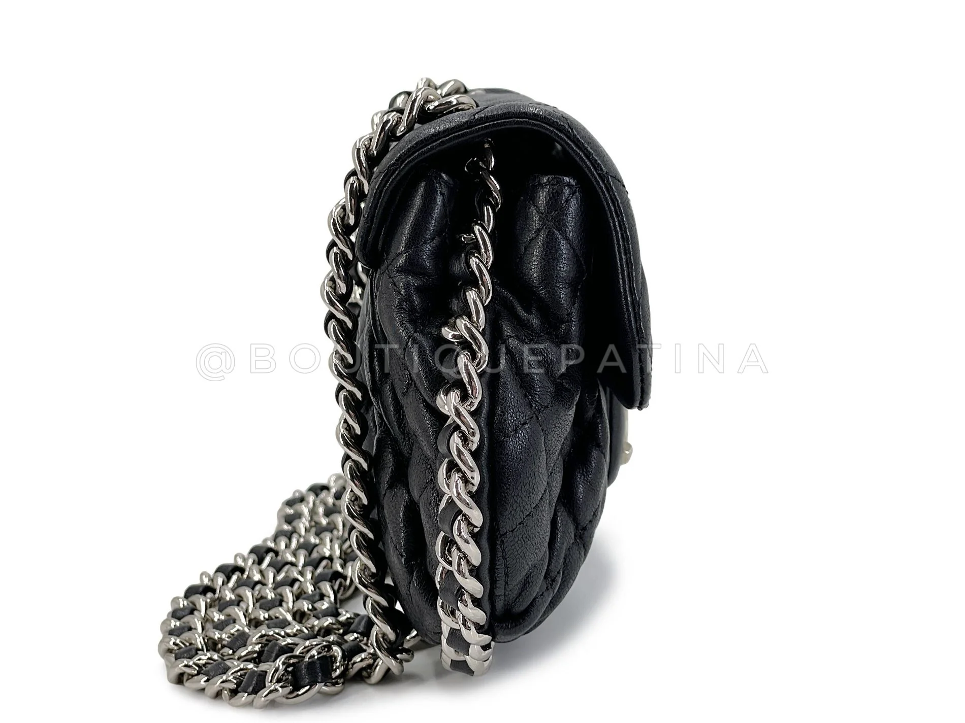 Chanel Black Mini Chain Around Flap Crossbody Messenger Bag SHW - Image 4
