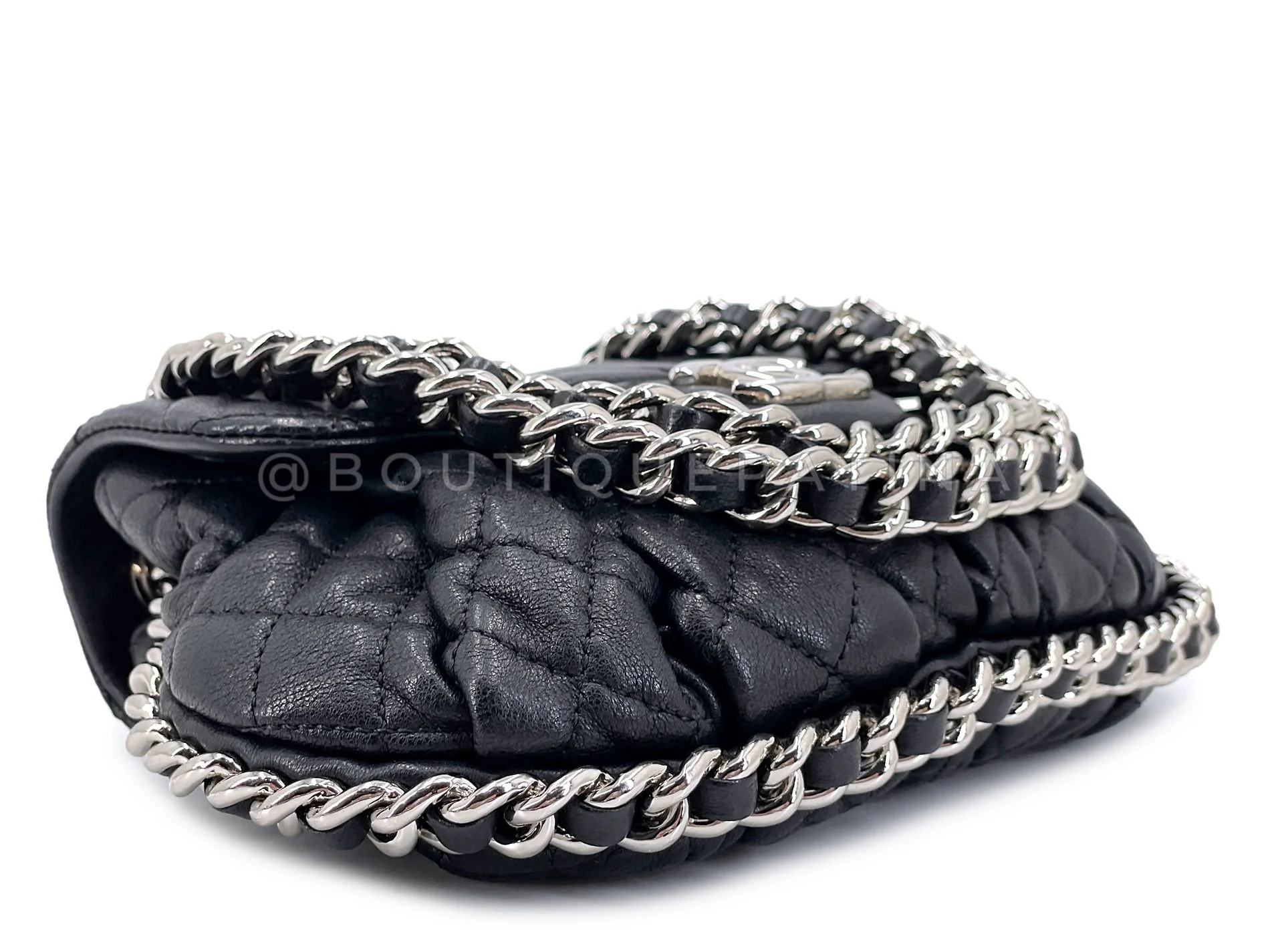 Chanel Black Mini Chain Around Flap Crossbody Messenger Bag SHW - Image 7