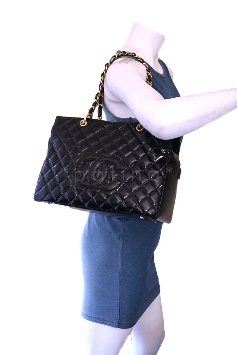 Chanel Black Patent Classic Grand Shopper Tote GST Bag GHW - Image 14