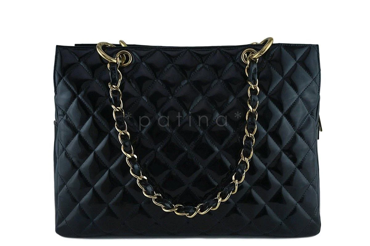Chanel Black Patent Classic Grand Shopper Tote GST Bag GHW - Image 5