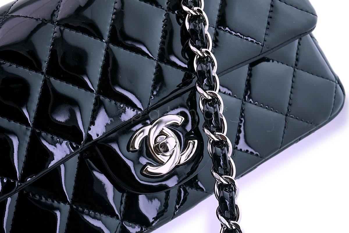 Chanel Black Patent Classic Quilted Rectangular Mini Flap Bag SHW - Image 8