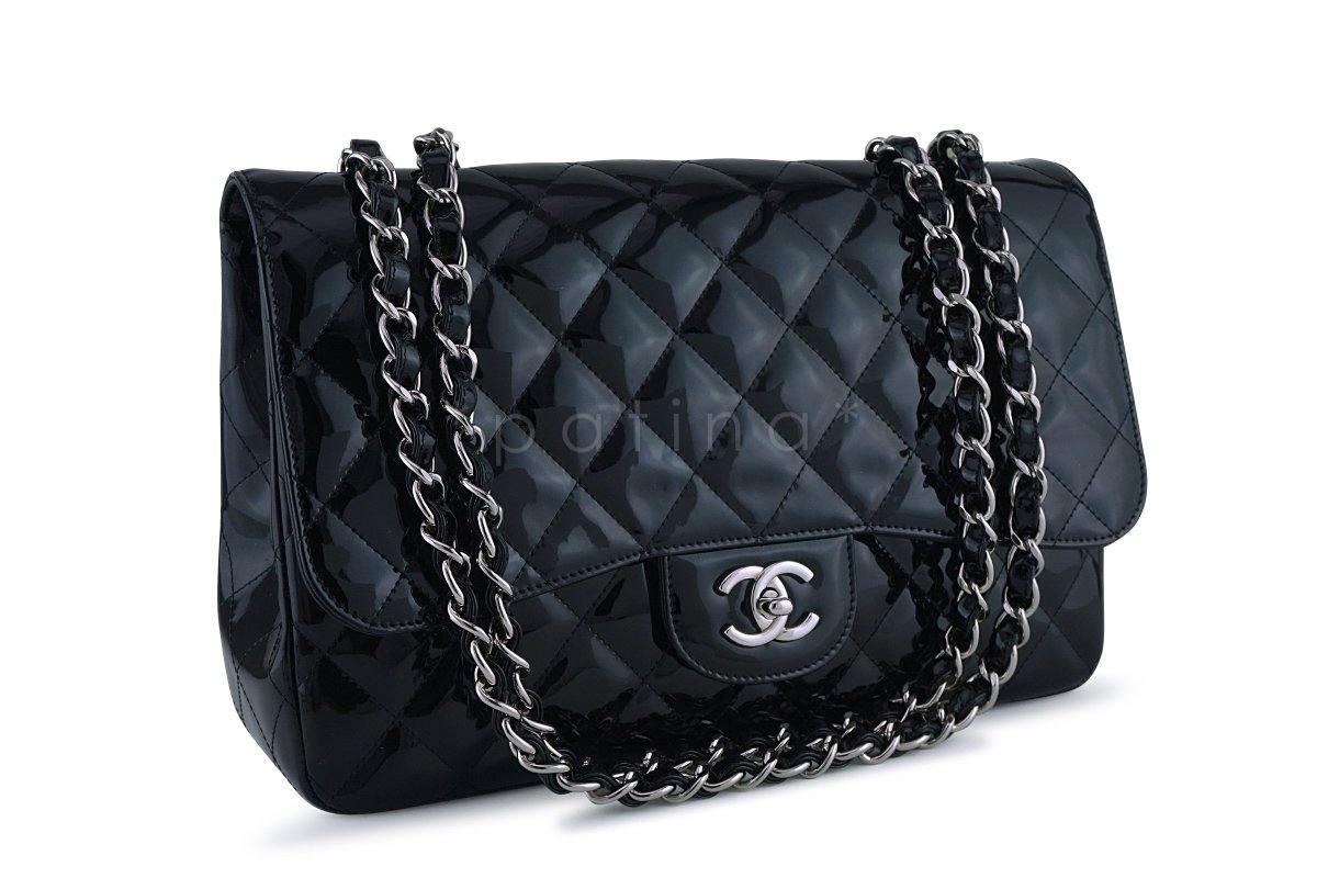 Chanel Black Patent Jumbo 2.55 Classic Flap Bag SHW - Image 2