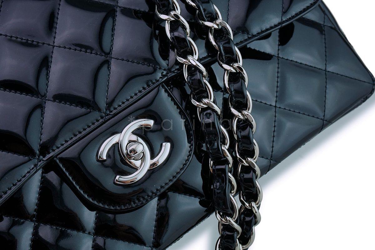 Chanel Black Patent Jumbo Classic Flap Bag SHW - Image 8