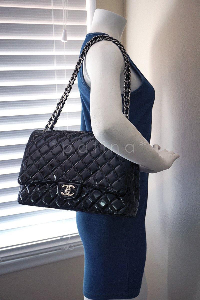Chanel Black Patent Maxi 2.55 Classic Double Flap Bag - Image 16