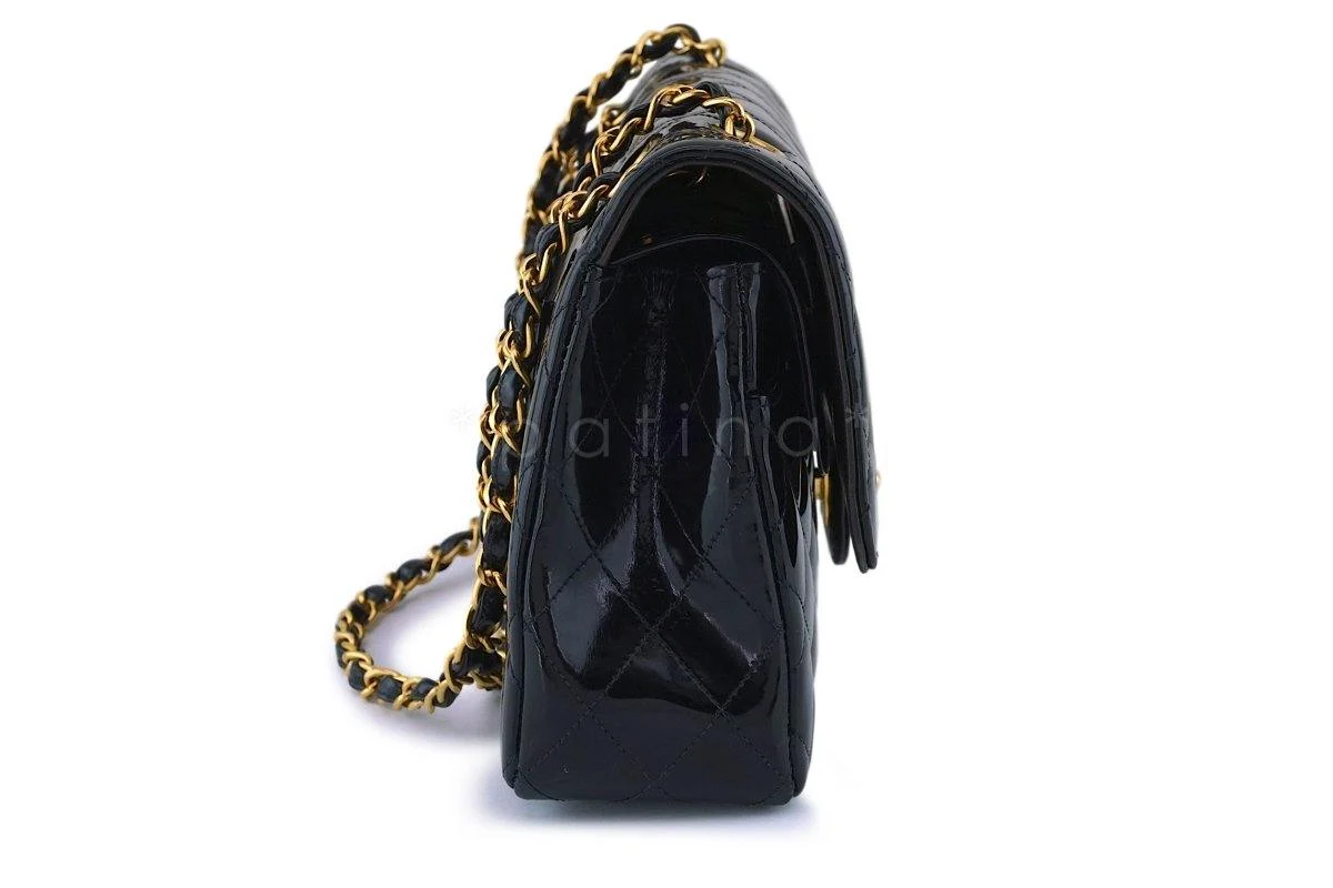 Chanel Black Patent Medium Classic Double Flap Bag 24k GHW - Image 4