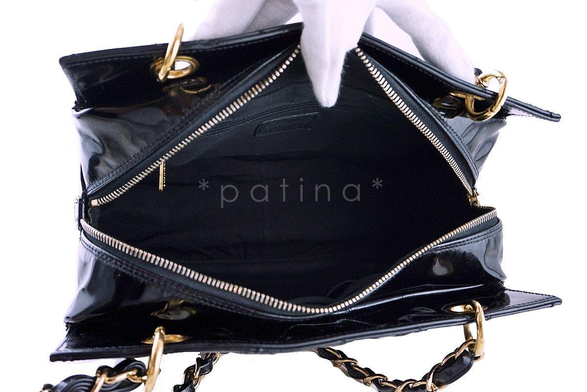 Chanel Black Patent Quilted Timeless Shopper Tote Bag - Image 8