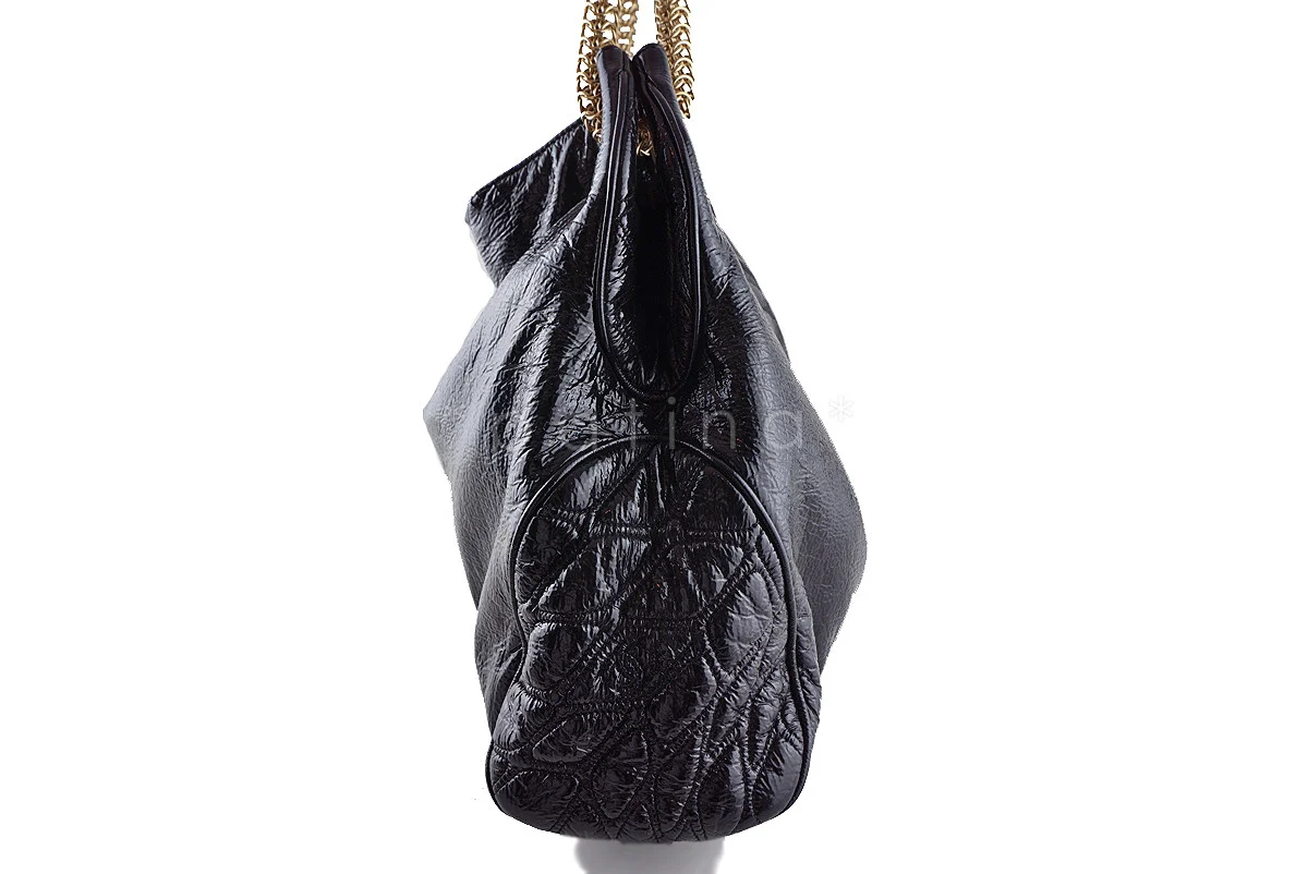 Chanel Black Patent Rock & Chain Large XL Cabas Bag - Image 2