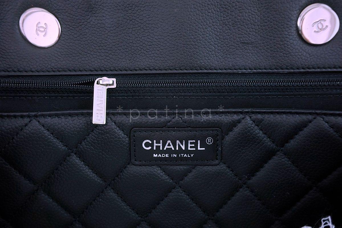 Chanel Black Quilted Caviar 2-Way Clasp Tote SHW - Image 11
