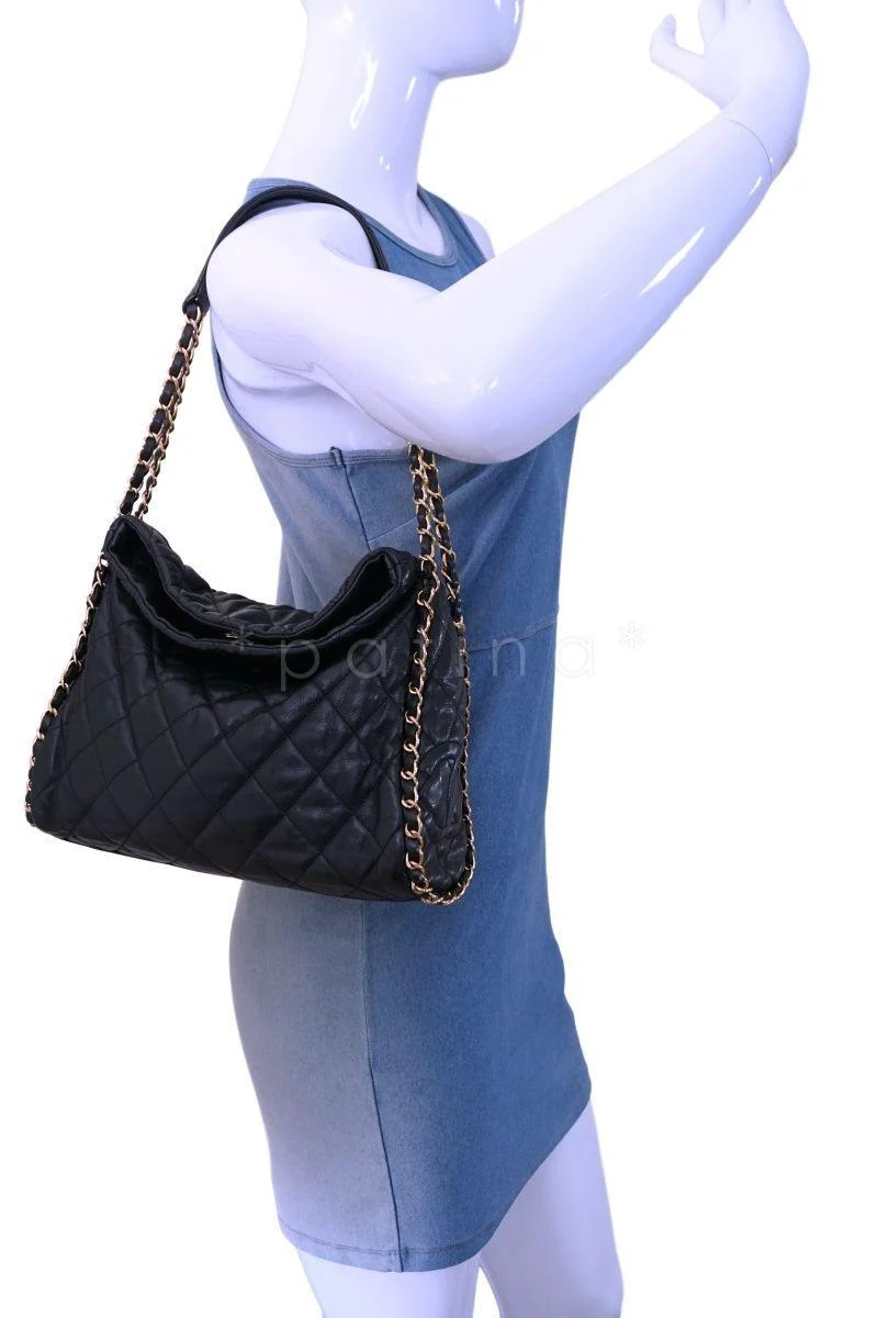 Chanel Black Quilted Chain Around Hobo Bag GHW - Image 13