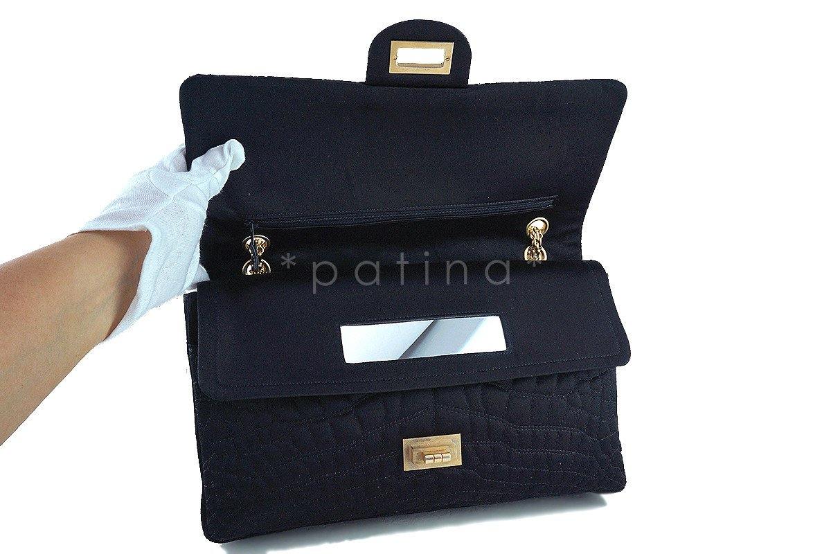 Chanel Black Quilted Satin 2.55 Reissue 227 Classic Double Flap Bag - Image 9