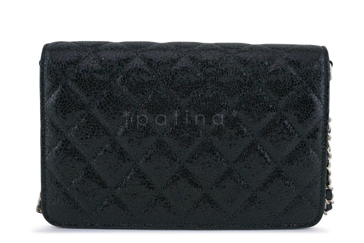 New Chanel Black Rare Fantasy Pearls Wallet on Chain WOC Flap Bag - Image 5