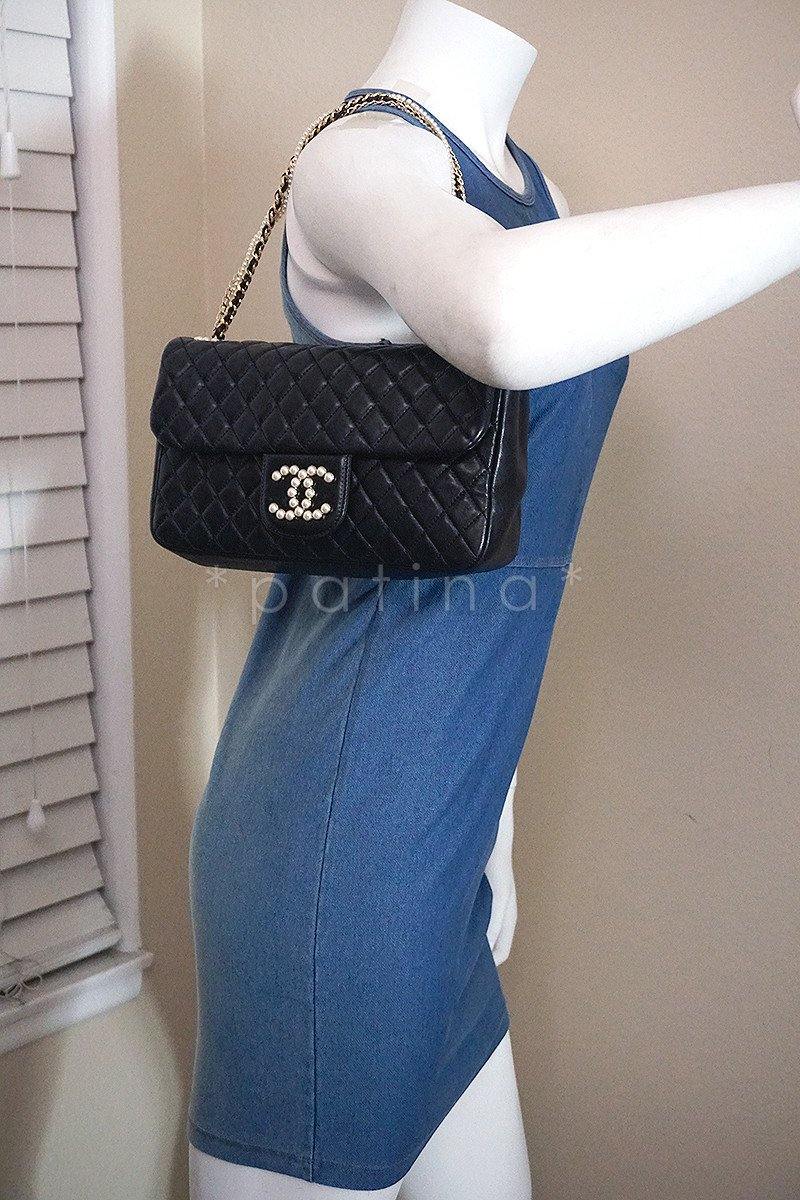 Chanel Black Rare Westminster Pearl Classic Quilted Flap Bag - Image 13