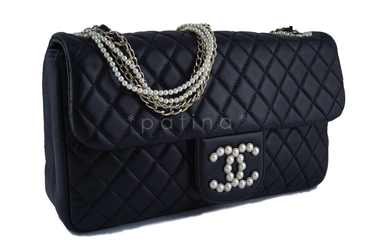 Chanel Black Rare Westminster Pearl Classic Quilted Flap Bag - Image 2