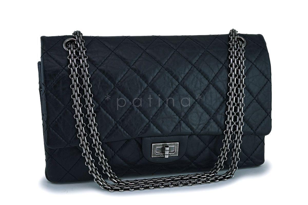 Chanel Black Reissue 2.55 Flap Bag Medium 226 Aged Calfskin RHW - Image 2