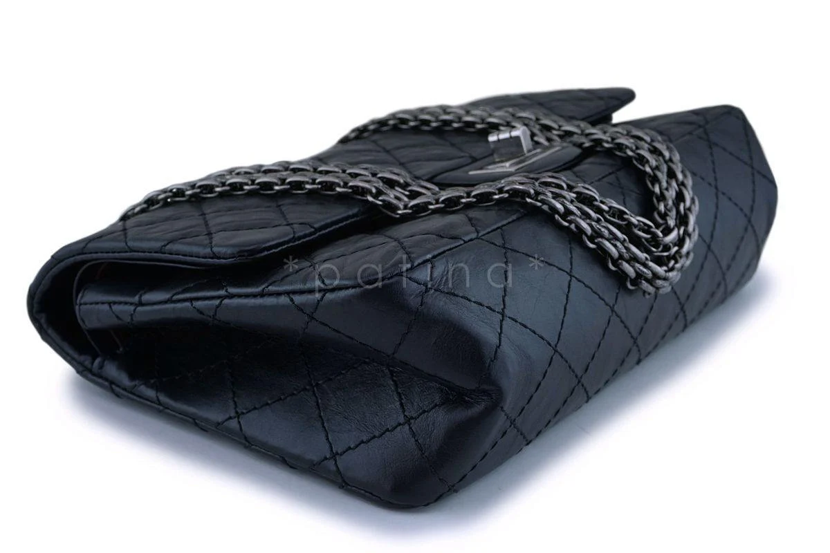 Chanel Black Reissue 2.55 Medium 225 Classic Double Flap Bag RHW - Image 7