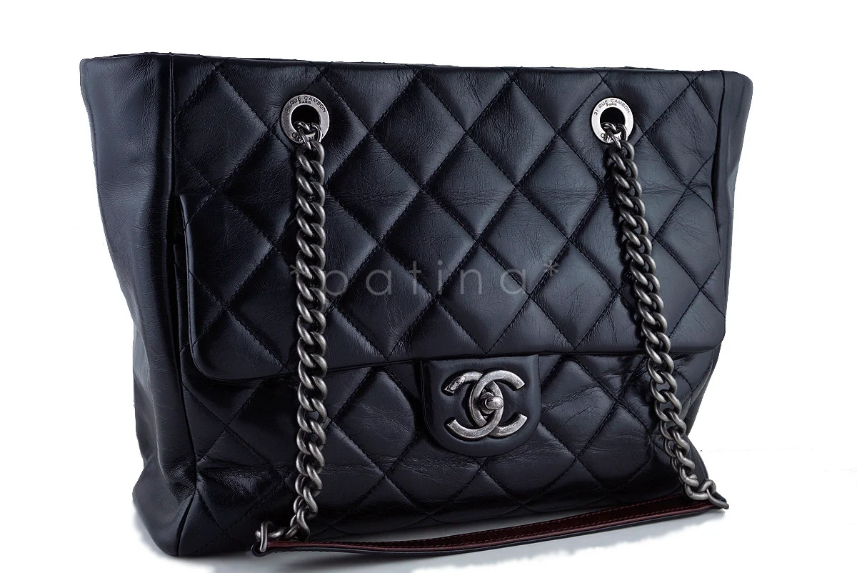 Chanel Black Shopper Classic Flap Tote with Boy Chain Bag - Image 2