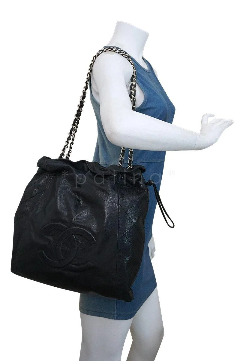 Chanel Black Soft Caviar Large Logo Tote Bag SHW - Image 12