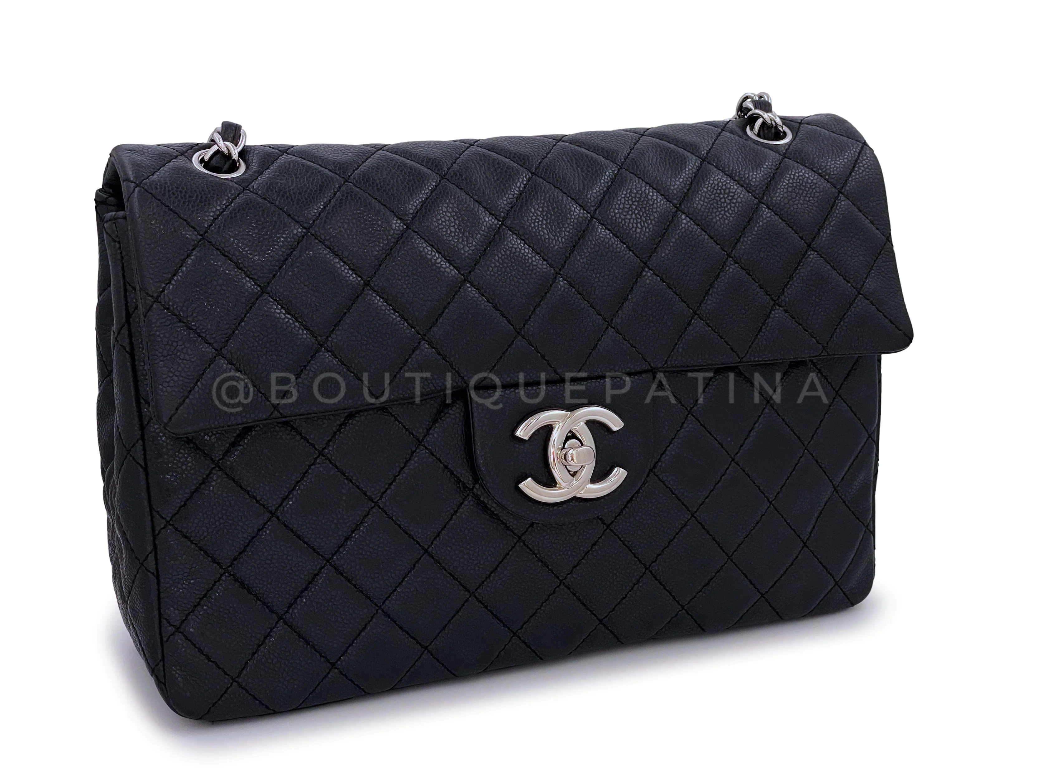 Chanel Black Soft Caviar Maxi Classic Flap Bag SHW Single - Image 3